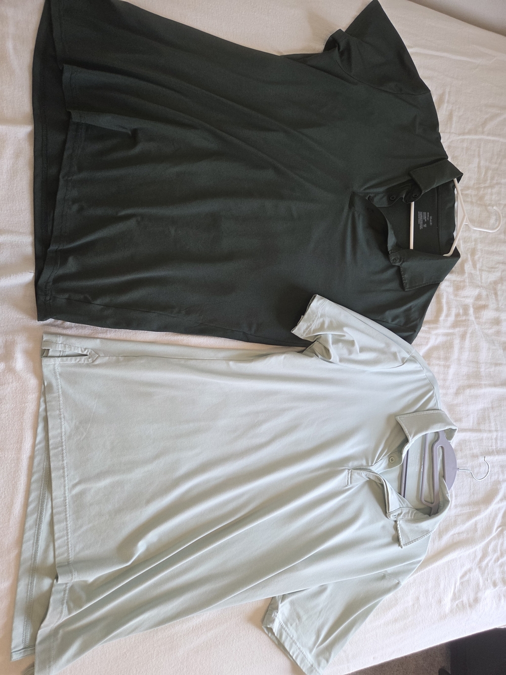 Two Men's Polo Shirts - Dark Green & Light Green